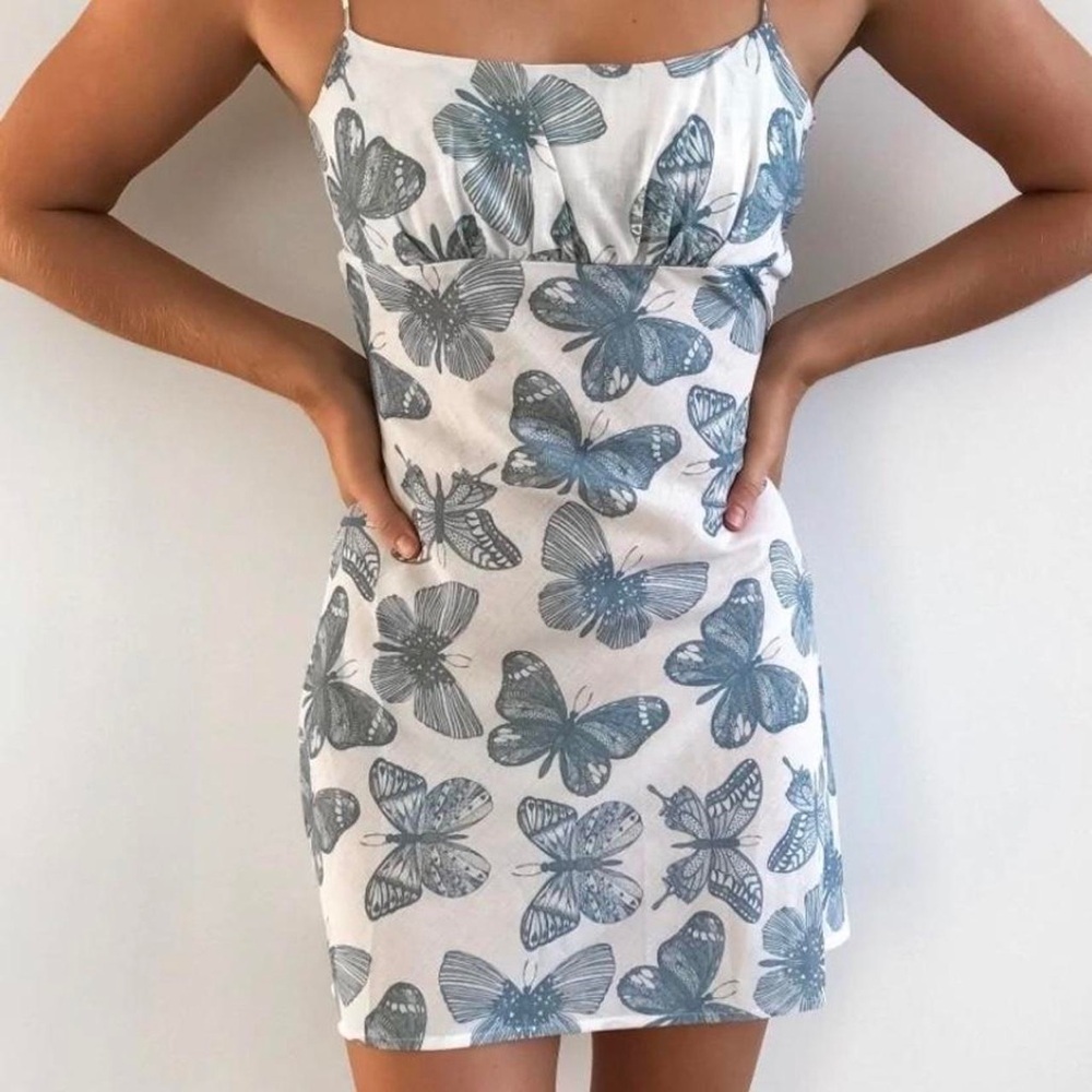 Shekou Butterfly Print Spaghetti Strap Dress size Medium